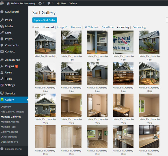 Content management using Wordpress